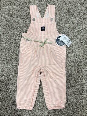 Baby Bgosh Light Pink Stripe Overalls with Waist Tie